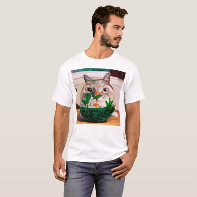 Katze im Aquarium T-Shirt (Vorne ganz)