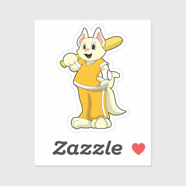 Katze im Baseball mit Baseballschläger Aufkleber (Blatt)