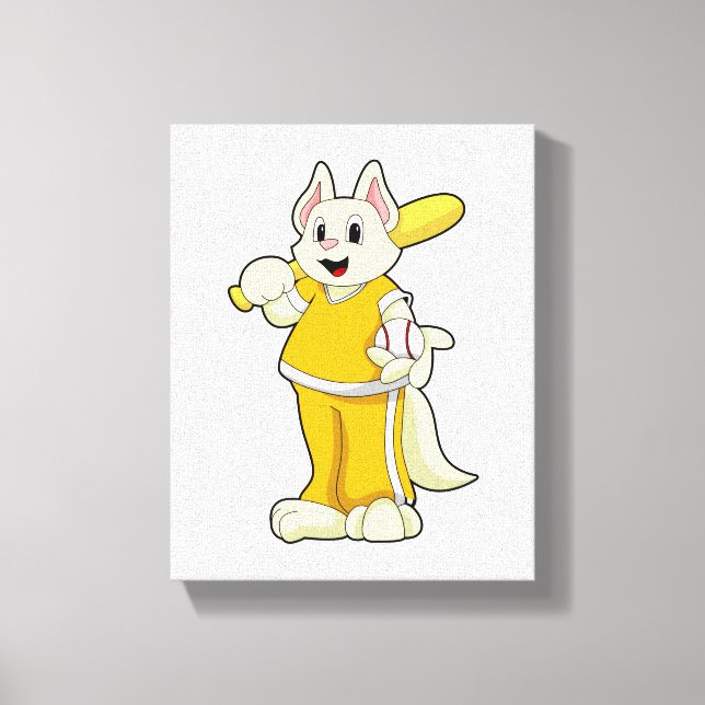 Katze im Baseball mit Baseballschläger Leinwanddruck (Vorderseite)