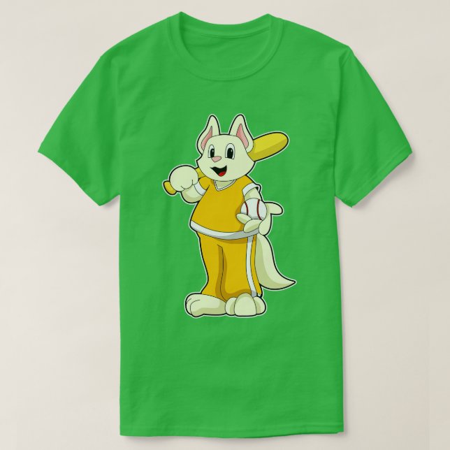 Katze im Baseball mit Baseballschläger T-Shirt (Design vorne)