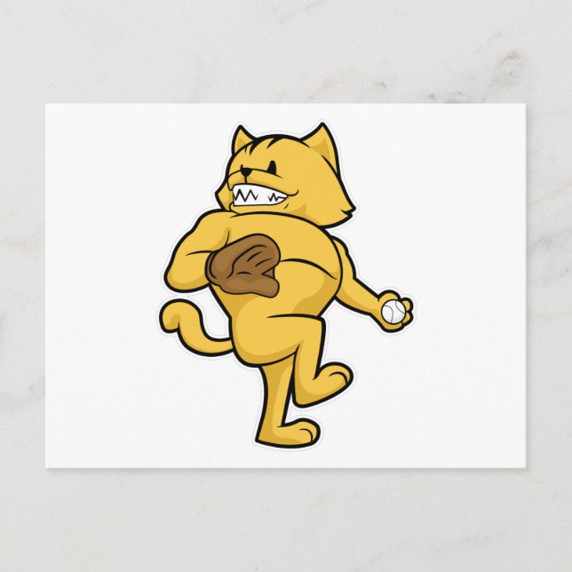 Katze im Baseball mit Handschuh Postkarte (Vorderseite)