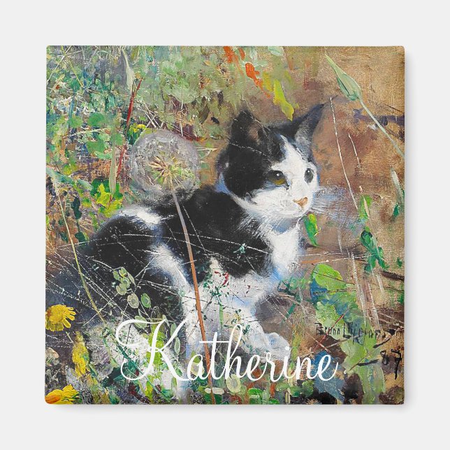 Katze im Bett Magnet (Vorne)