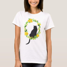 Katze im Blumenwreath-Shirt