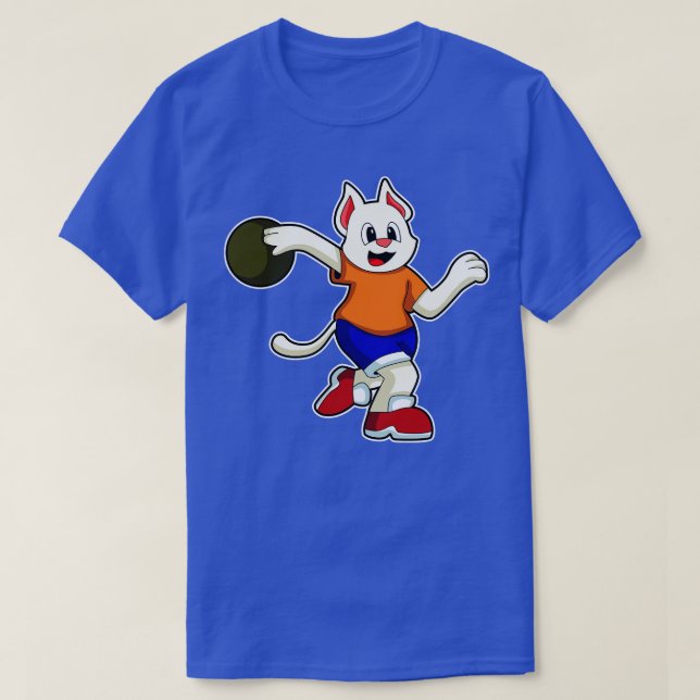 Katze im Bowling mit Bowlingball 1 T-Shirt (Design vorne)