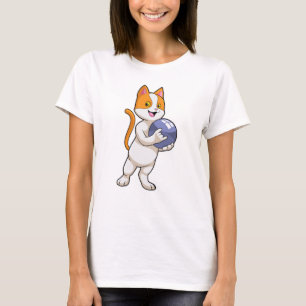 Katze im Bowling mit Bowlingball T-Shirt