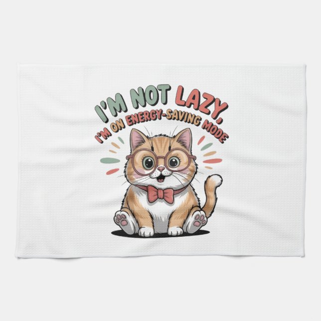 Katze im Energiesparmodus Geschirrtuch (Horizontal)