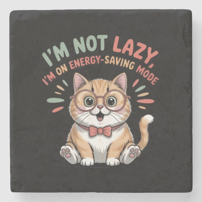 Katze im Energiesparmodus Steinuntersetzer (Vorderseite)
