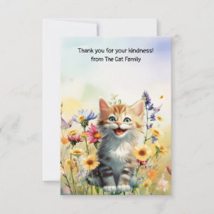 Katze im Feld Blume Dankeskarte