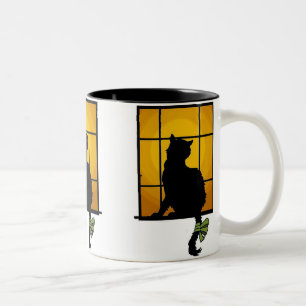 Katze im Fenster anpassbarer Halloween-Becher Zweifarbige Tasse