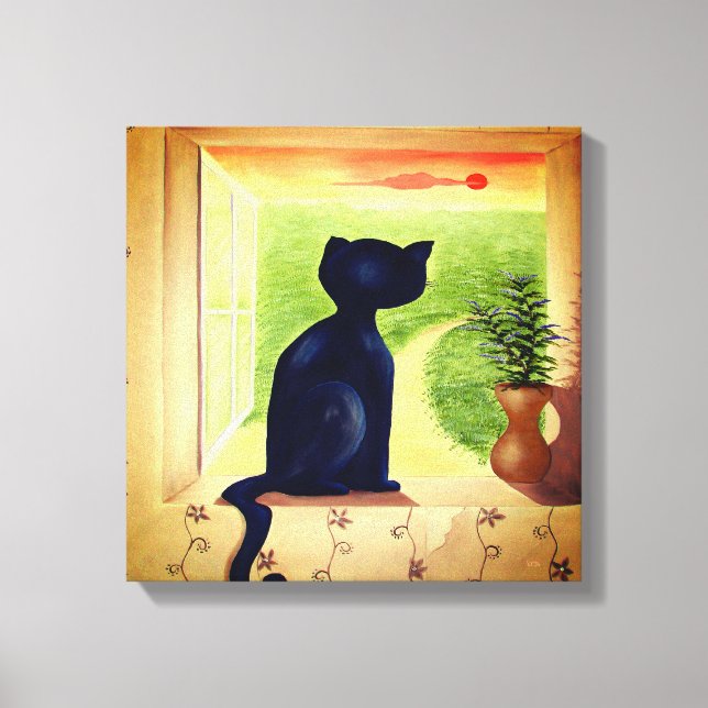 Katze im Fenster Leinwanddruck (Vorderseite)