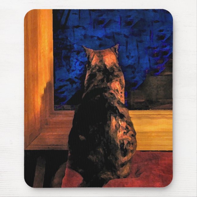 Katze im Fenster Mousepad (Vorne)