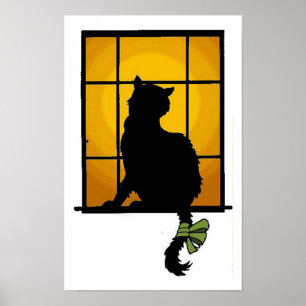 Katze im Fenster Poster