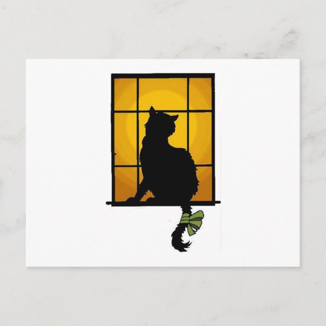Katze im Fenster Postkarte (Vorderseite)