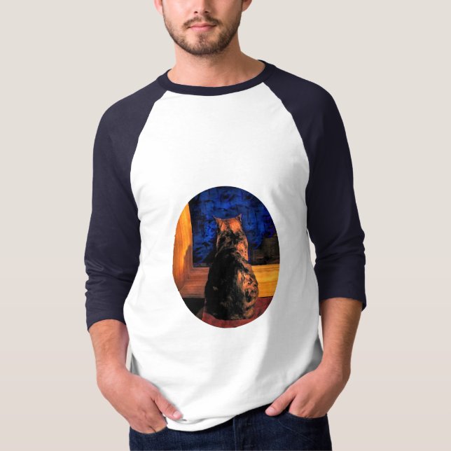 Katze im Fenster T-Shirt (Vorderseite)