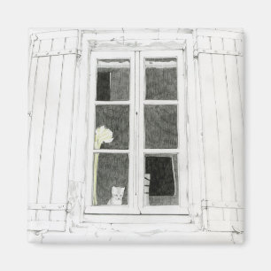 Katze im Fenstermagazin Magnet