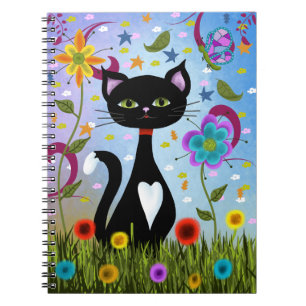 Katze im Garten abstrakte Kunst Notizblock