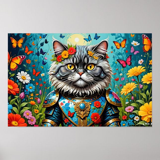 Katze im Garten der Irdischen Freuden 2 Poster (Vorne)