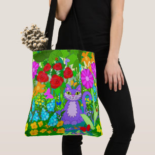 Katze im Garten Fantasy Blumen Schmetterlinge Mari