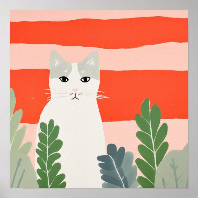Katze im Garten Poster (Vorne)