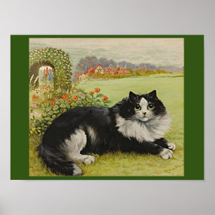 Katze im Garten von Louis Wain Card Poster