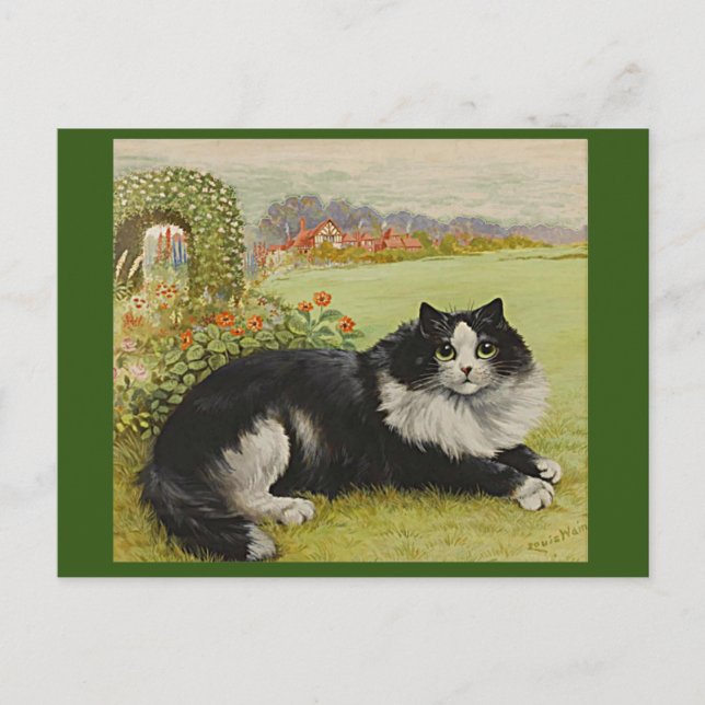 Katze im Garten von Louis Wain Postkarte (Vorderseite)