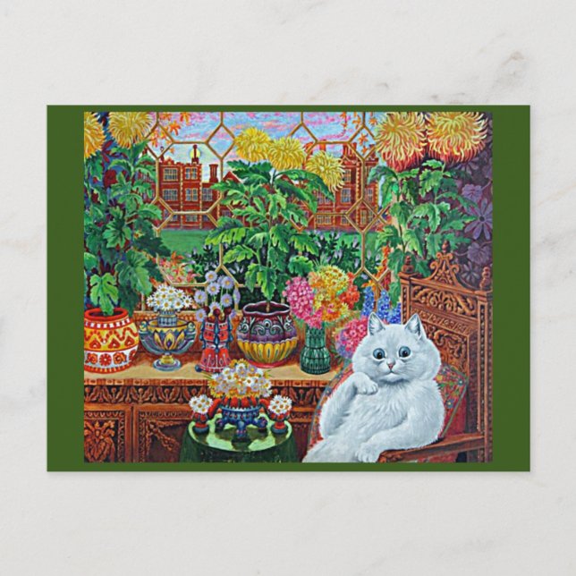 Katze im Gartenzimmer von Louis Wain Card Postkarte (Vorderseite)