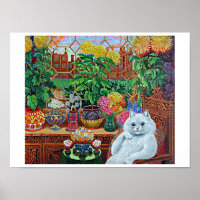 Katze im Gartenzimmer von Louis Wain Poster