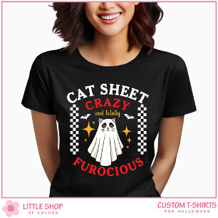 Katze im Geisterkostüm Damen Halloween T-Shirt