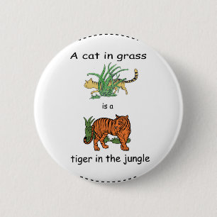 Katze im Gras ist ein Tiger im Dschungel Button