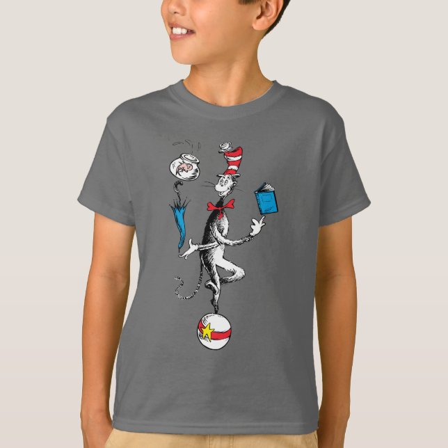 Katze im Hat Balancing Act T-Shirt (Vorderseite)
