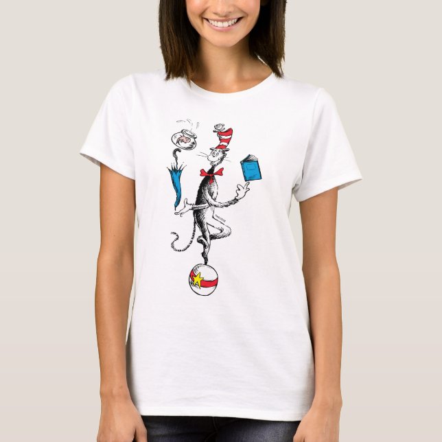 Katze im Hat Balancing Act T-Shirt (Vorderseite)