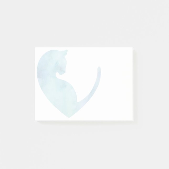 Katze im Herzen - Blue Post-it Notes Klebezettel (Vorderseite)