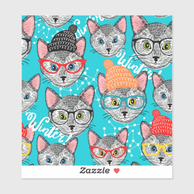 Katze im Hut Aufkleber (Blatt)