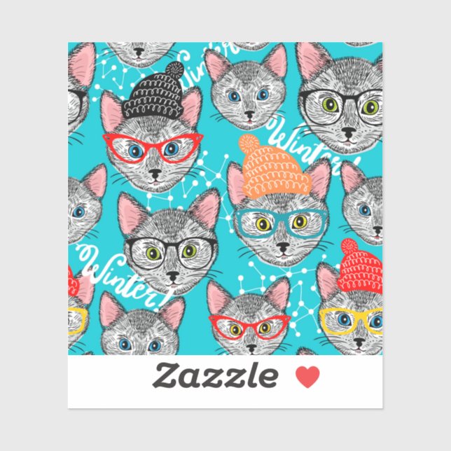 Katze im Hut Aufkleber (Blatt)