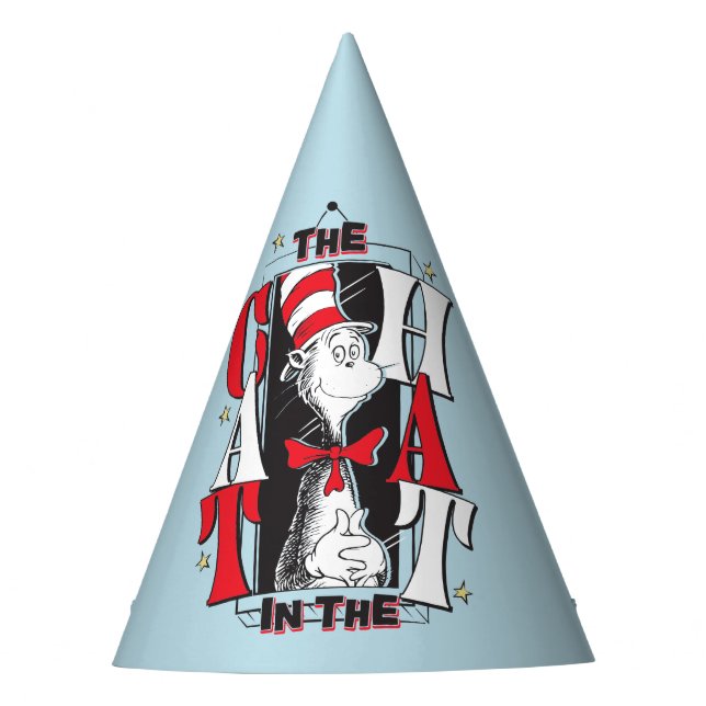 Katze im Hut | B&W Text Partyhütchen (Vorderseite)