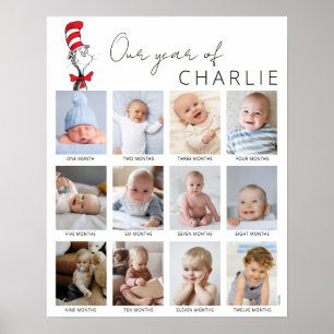 Katze im Hut   Baby's 1. Jahr Fotocollage Poster