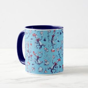 Katze im Hut   Blaues Muster Tasse