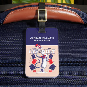 Katze im Hut   Bücher lesen Gepäckanhänger