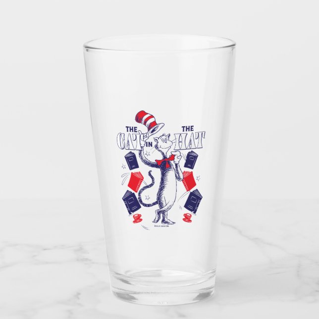 Katze im Hut | Bücher lesen Glas (Vorderseite)