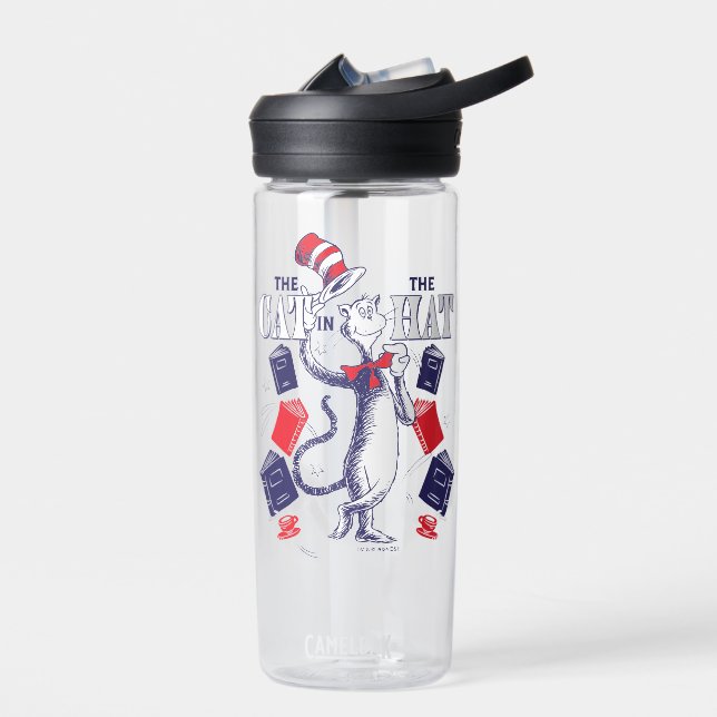 Katze im Hut | Bücher lesen Trinkflasche (Links)