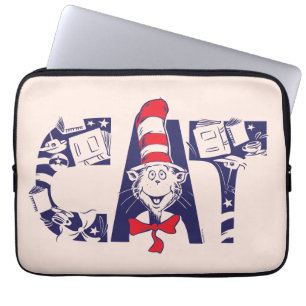 Katze im Hut   Cat-Face-Text Laptopschutzhülle