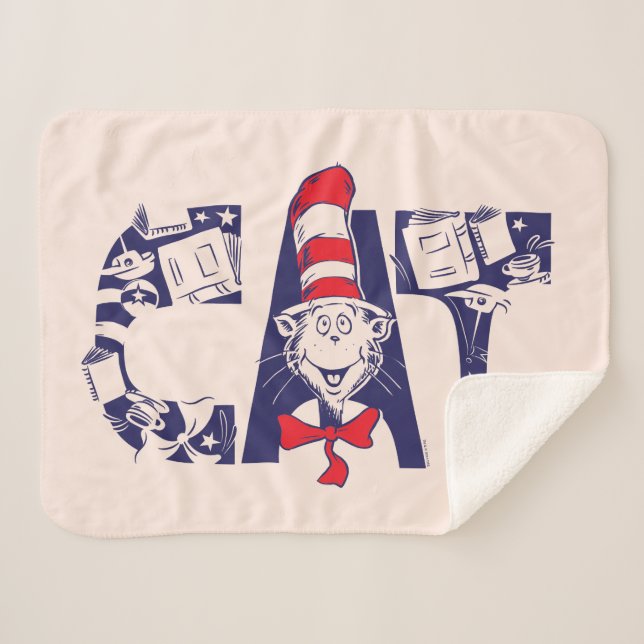 Katze im Hut | Cat-Face-Text Sherpadecke (Vorderseite (Horizontal))