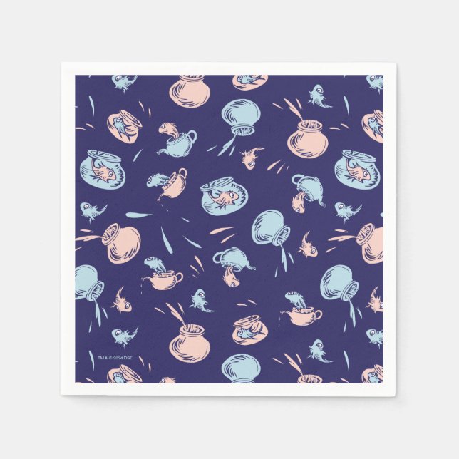 Katze im Hut | Das Fischmuster Serviette (Vorderseite)