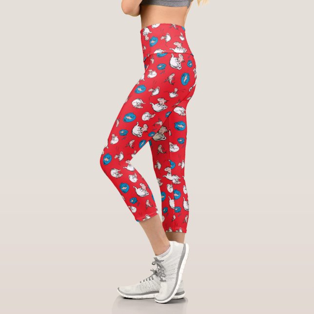 Katze im Hut | Das rote Muster der Fische Capri Leggings (Links)