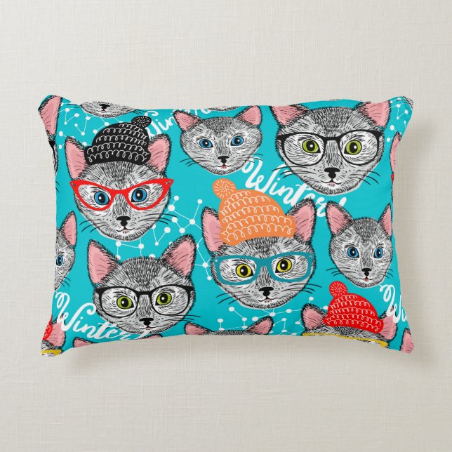 Katze im Hut Dekokissen (Vorderseite)