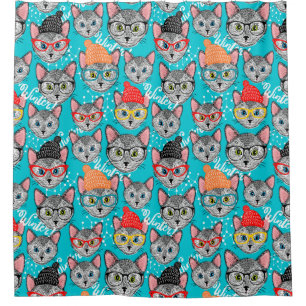 Katze im Hut Duschvorhang
