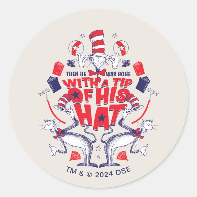 Katze im Hut| Er war mit einem Huttipp verschwunde Runder Aufkleber (Vorderseite)