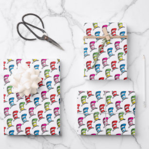 Katze im Hut Farbige Hut Muster Geschenkpapier Set