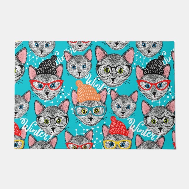 Katze im Hut Fußmatte (Vorderseite)