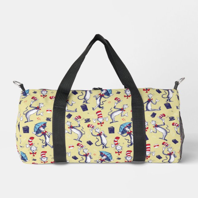 Katze im Hut | Gelbes Muster Duffle Bag (Vorderseite)